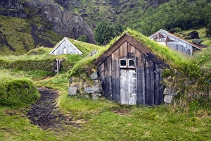 Images Dated 23rd July 2010: Rural farm with grass roof buildings, Iceland
