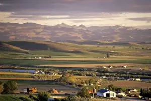 Farm Land Prints: Rural farm view along the Snake River and Owyhee Mountains in Southwest Idaho