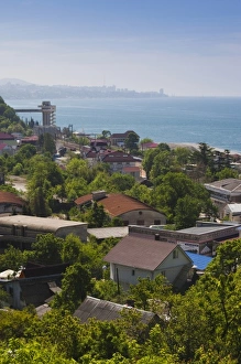 Russia, Black Sea Coast, Sochi-area, Dagomys, elevated town view