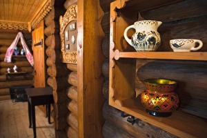 Images Dated 28th May 2011: Russia, Black Sea Coast, Sochi-area, Dagomys, interior of traditional Russian tea house