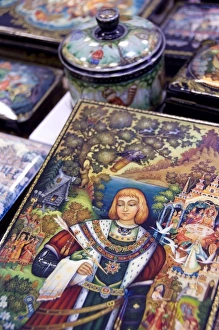 Images Dated 28th August 2008: Russia, Golden Ring city of Yaroslavl. High quality traditional Russian lacquer boxes