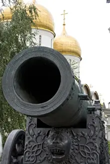 Russia, Moscow, The Kremlin. 14th century bronze Czar Cannon, weighing almost 40 tons