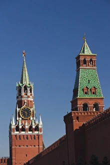 Kremlin Prints: Russia, Moscow Oblast, Moscow, Red Square, Kremlin, Spasskaya Tower and Second Unnamed