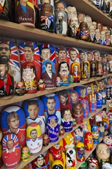 Russia, Moscow Oblast, Moscow, Red Square, souvenir matryoshka nesting dolls with