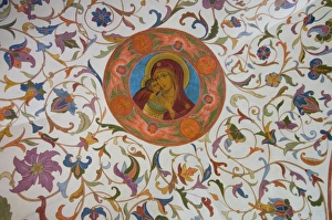 Virgin Mary Prints: Russia, Moscow, Red Square. Interior view of St. Basils Cathedral (aka Pokrovsky