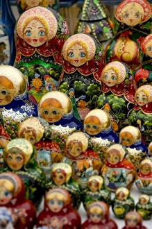 Arts And Crafts Prints: Russia, Moscow. Typical Russian handicrafts, matryoshka dolls