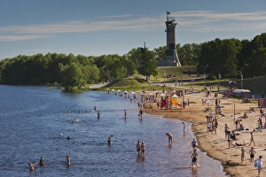 Russia, Novgorod Oblast, Veliky Novgorod, Volkhov River, Sofiyevski Beach