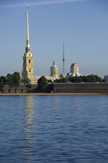 Images Dated 2nd September 2008: Russia, St. Petersburg, Hare Island, Peter and Paul Fortress, Bell Tower. SS Peter