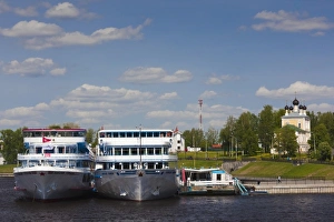 Yaroslavl Oblast Prints: Russia, Yaroslavl Oblast, Golden Ring, Uglich, Volga River, cruiseboats