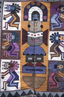 Fabric Prints: SA, Peru, Chinchero Hand-woven blanket detail, Chinchero market