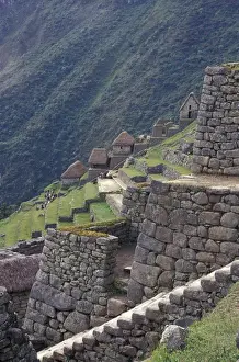 Mountainside Prints: SA, Peru, Machu Picchu Stone walls and terraces of Incan ruins high in Andes Mountains