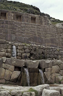 SA, Peru, near Cuzco Fountains at the Inca ruins at Tambo Machay