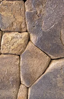 SA, Peru, Ollantaytambo Intricate rock wall detail showing no mortar