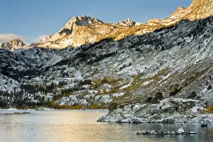 Sabrina Lake sunrise in Eastern Sierra foothills, California, US