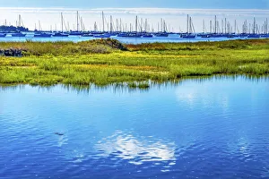 Yacht Prints: Sailboats Boats Moorings Green Marsh, Padanaram Harbor, Buzzards Bay, Dartmouth