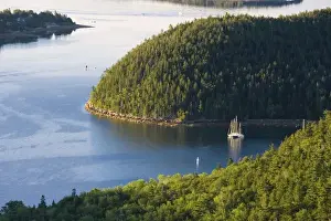 Over Head Prints: Sailboats moored in Valley Cove as seen from Acadia Mountain in Maines Acadia National Park