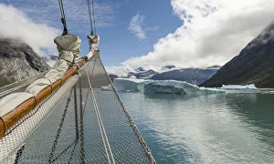 Ship Prints: Sailing ship in the Unartoq Fjord, Puiattukulooq Bay in southern greenland. America