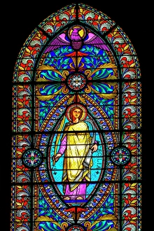 Stained Glass Prints: Saint Cecilia colorful stained glass