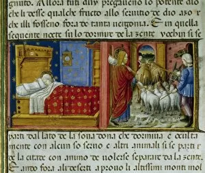 Saint Joachim leaves his wife. Codex of Predis (1476). Royal Library. Turin. Italy