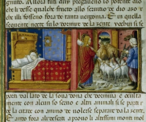 Asleep Prints: Saint Joachim leaves his wife. Codex of Predis (1476). Royal Library. Turin. Italy