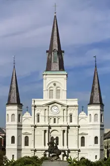 Historic Park Prints: Saint Louis Cathedral and Jackson Square located in the French Quarter of New Orleans