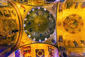 Venice Prints: Saint Marks Basilica arches, mosaics, Venice, Italy