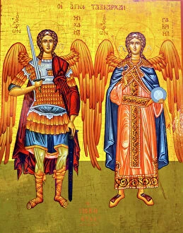 Jordan Gallery: Saint Michael Angels Golden Icon Saint Georges Greek Orthodox Church Madaba Jordan