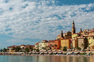 Relaxation Prints: Saint Michel Church and the old town of Menton, Provence Alpes Cote d'Azur, France