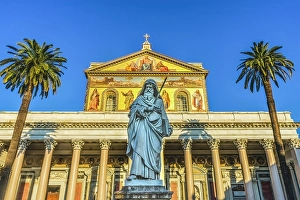 Mosaic Prints: Saint Paul statue facade, Papal Basilica of Saint Paul
