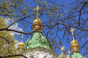 Steeple Prints: Saint Sophia Sofia Cathedral Spires Golden Dome Sofiyskaya Square Kiev Ukraine