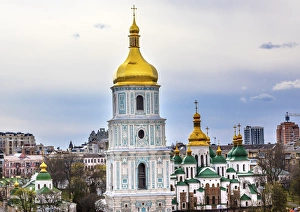 Ukraine Collection: Saint Sophia Sofia Cathedral Spires Towe Golden Dome Sofiyskaya Square Kiev Ukraine
