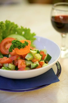 Images Dated 4th May 2004: salad and wine, Czech Republic, prague