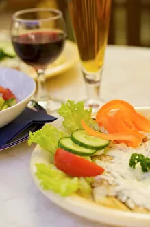 salad and wine, Czech Republic, prague
