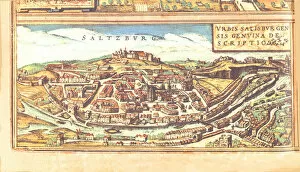 Images Dated 28th March 2005: Salzburg. 16th cent. Town map Austria Copyright: AAACollectionLtd