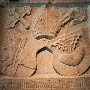 11th Century Prints: Salzburg, Austria. Coat of arms in stone