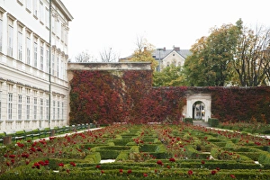 Old World Design Prints: Salzburg, Salzburg, Austria - A peaceful, garden setting with walkways situated