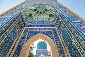 Images Dated 5th April 2024: Samarkand, Uzbekistan, Central Asia. The beautifully decorated Gur-i Amir Mausoleum