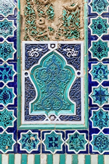 Images Dated 5th April 2024: Samarkand, Uzbekistan, Central Asia. Decorative tile work at the Shah-i-Zinda