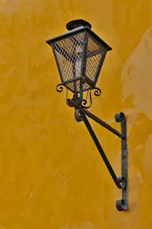 Images Dated 6th March 2015: San Miguel De Allende, Mexico. Lantern and shadow on colorful buildings