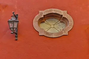 San Miguel De Allende, Mexico. Lantern and shadow on colorful buildings
