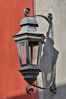 Images Dated 6th March 2015: San Miguel De Allende, Mexico. Lantern and shadow on colorful buildings