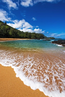 Hawaii Prints: Sand and surf at Lumahai Beach, Island of Kauai, Hawaii USA