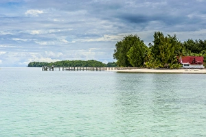 Rock Islands Prints: Sandy beach on Carp island, Rock islands, Palau, Central Pacific