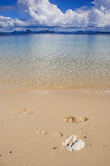 Bacuit Prints: Sandy beach and clear waters in the Bacuit archipelago, Palawan, Philippines