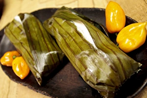 Images Dated 6th November 2010: Santa Fe, New Mexico, United States. Traditional food from Cameroon. Ngosi pudding