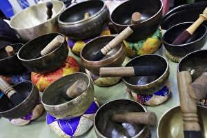 Images Dated 26th March 2011: Santa Fe, New Mexico, United States. Flea market at the Railyard. TIbetan prayer bowls