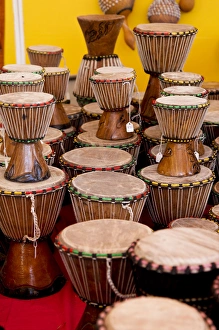 Images Dated 9th July 2011: Santa Fe, New Mexico, United States. International Folk Art Market. Nigerian drums