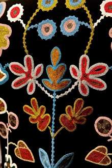 Images Dated 19th August 2011: Santa Fe, New Mexico, United States. Indian Market, beaded textile