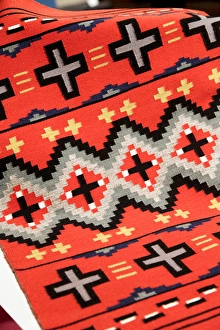 Images Dated 19th August 2011: Santa Fe, New Mexico, United States. Indian Market, Navajo rug