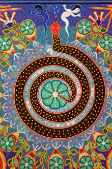 Craft Prints: Santa Fe, New Mexico, United States. International Folk Art Market. Huichol art